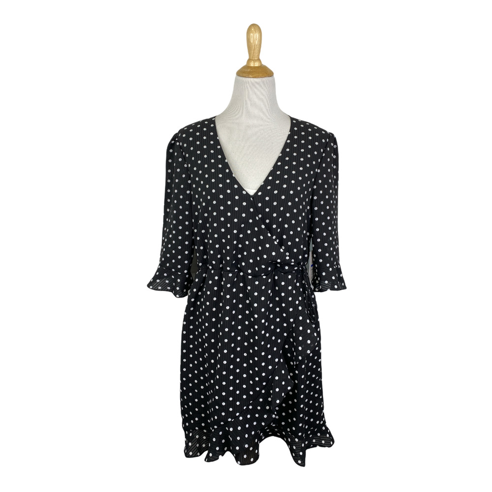 NEW Q+A Polka Dot Mini Wrap Dress Size XL